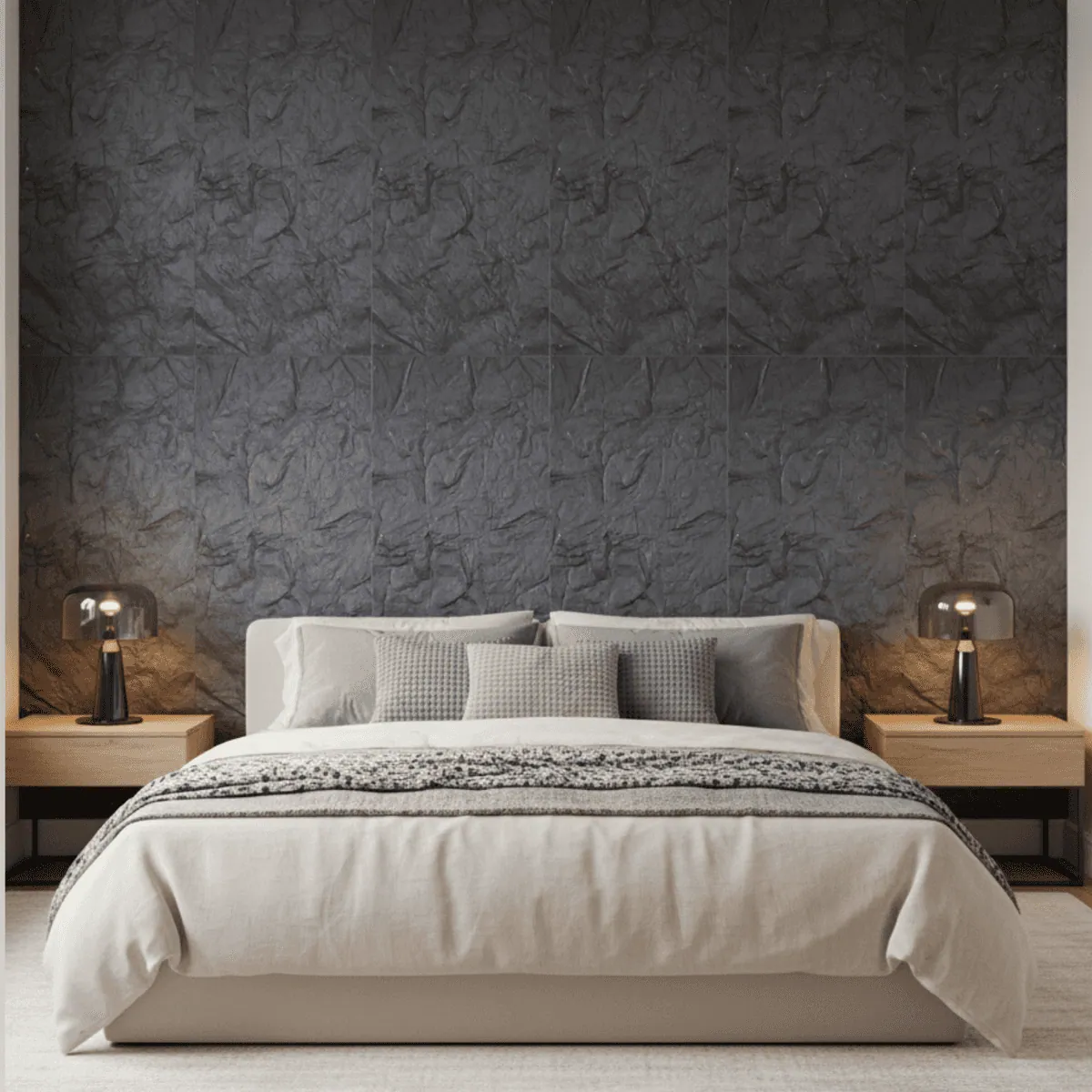 Novel Decorare PU Rock Mushroom Stone Wall Panels | Space Black 3D Wall Cladding | Interior & Exterior Home Decor | 4ft × 2ft Panels | 50mm | Lightweight, Waterproof & Easy Install