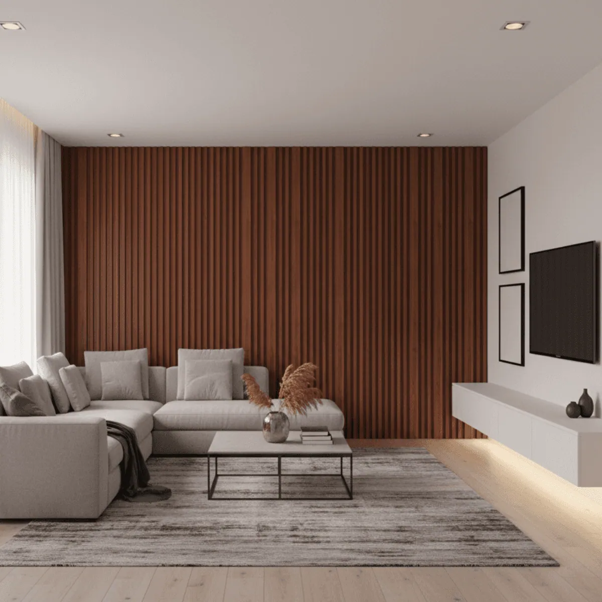 Novel Decorare Indoor WPC 2cm Wall Panel Wall Panel – Golden Walnut | 10 Ft × 6 CM | 20mm | Waterproof, Scratch-Resistant, Easy-Clean