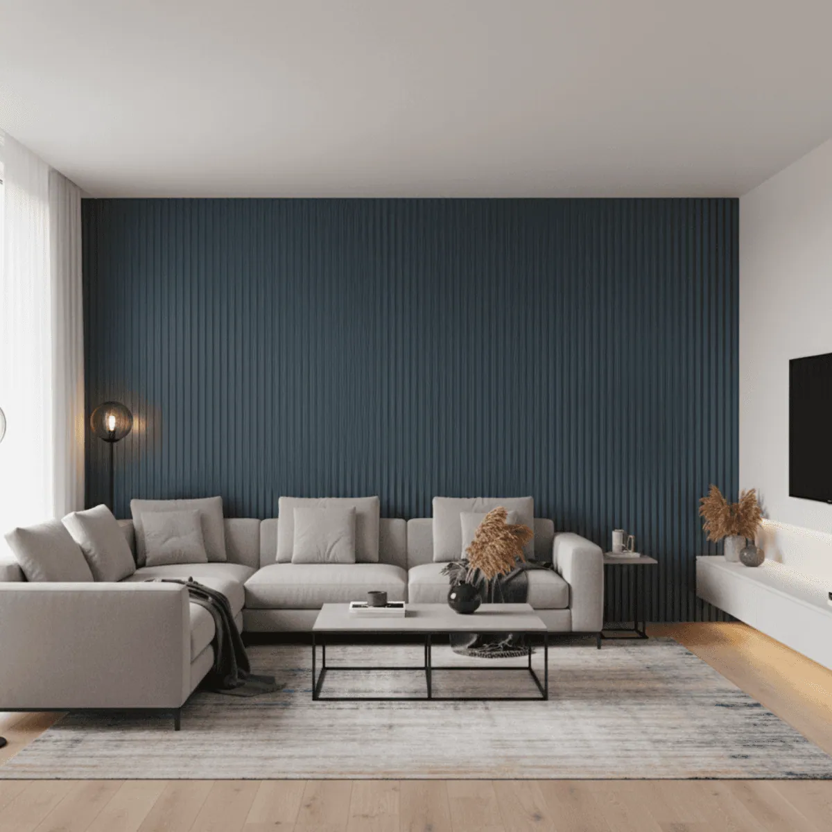 Novel Decorare Indoor WPC 2cm Wall Panel Wall Panel – Navy Blue | 10 Ft × 6 CM | 20mm | Waterproof, Scratch-Resistant, Easy-Clean