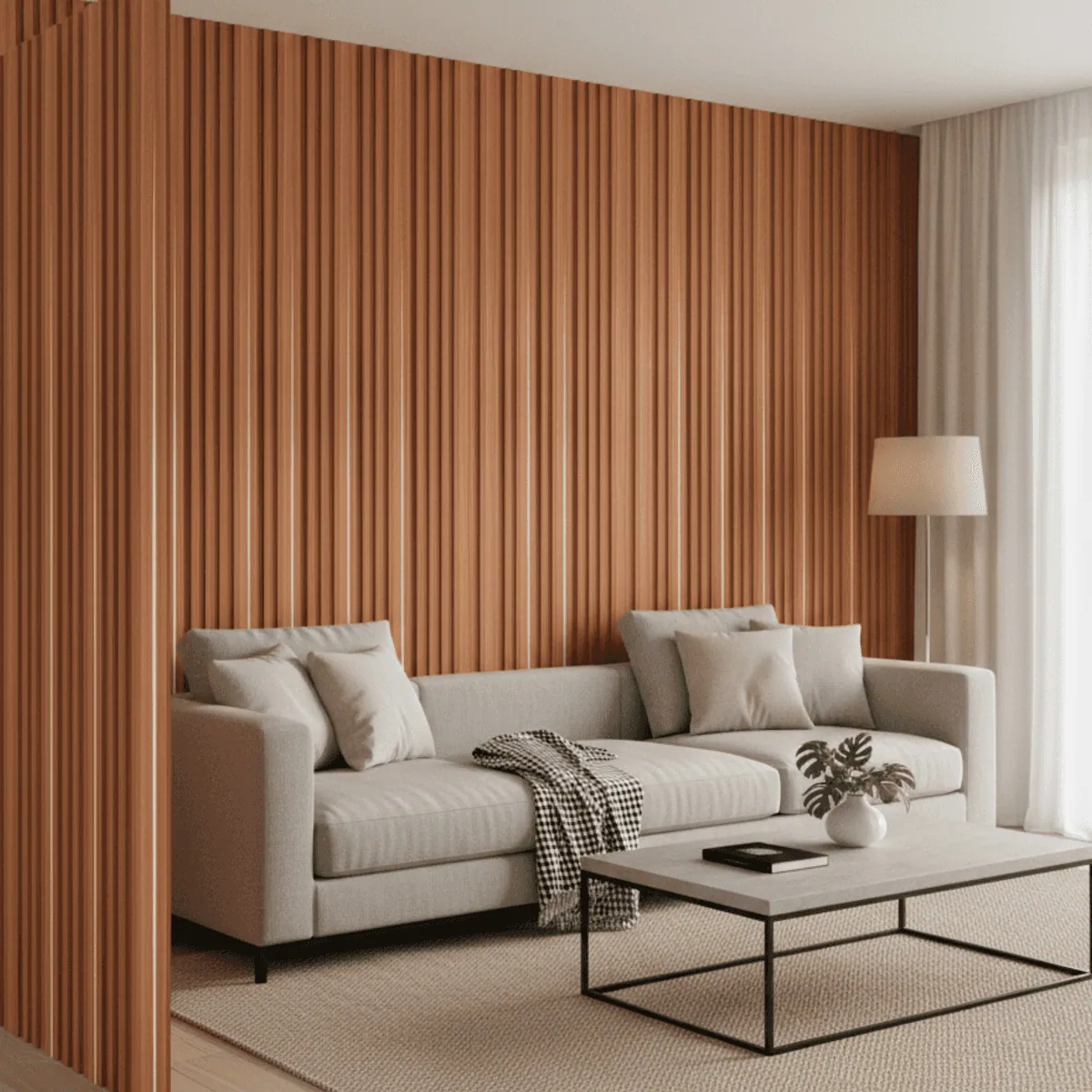Novel Decorare Indoor WPC 2cm Wall Panel Wall Panel – Straight Grain Teak | 10 Ft × 6 CM | 20mm | Waterproof, Scratch-Resistant, Easy-Clean