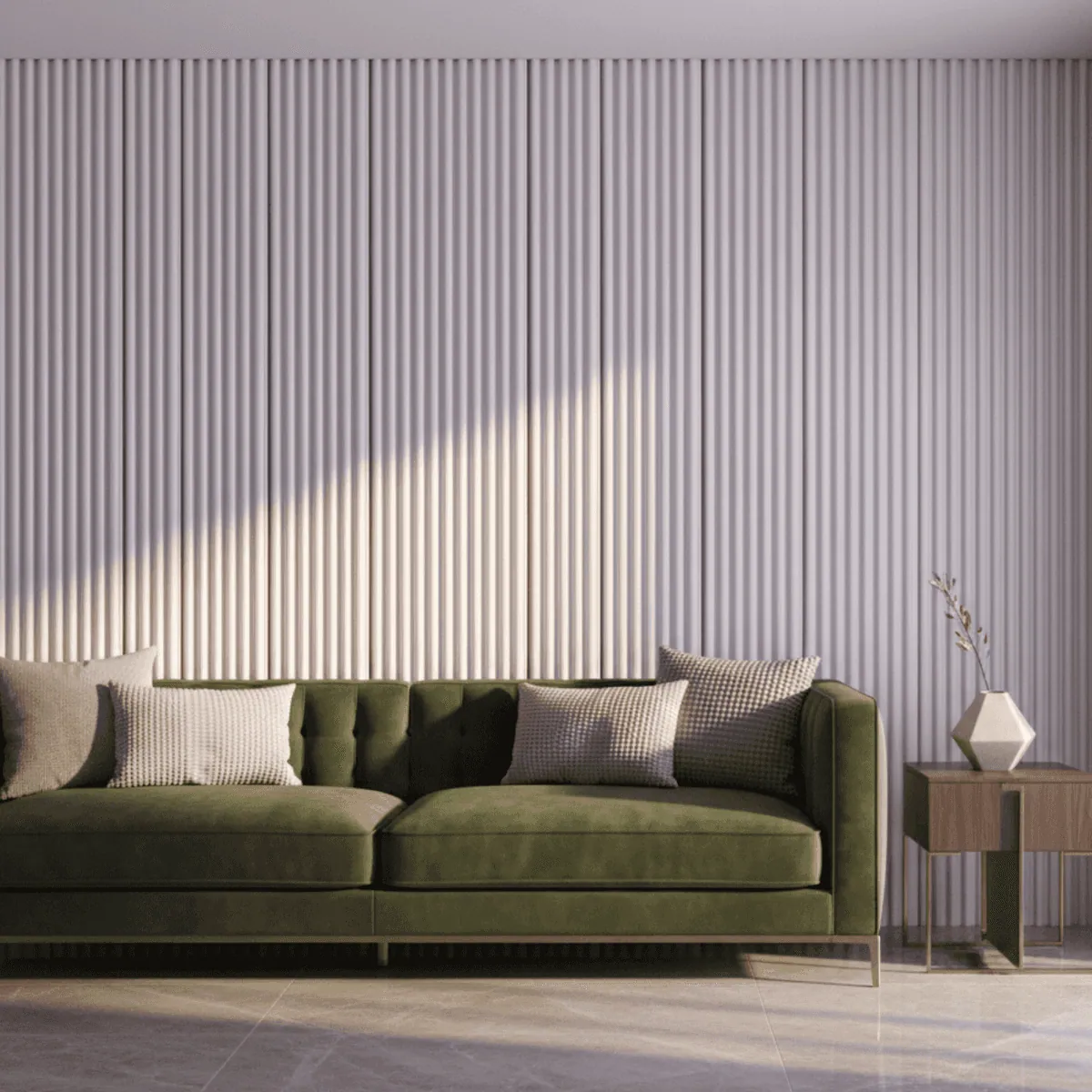 Novel Decorare Indoor WPC 6 Curves SEMI Circle Wall Panel – White Wood | 10 Ft × 6 CM | 10mm | Waterproof, Scratch-Resistant, Easy-Clean